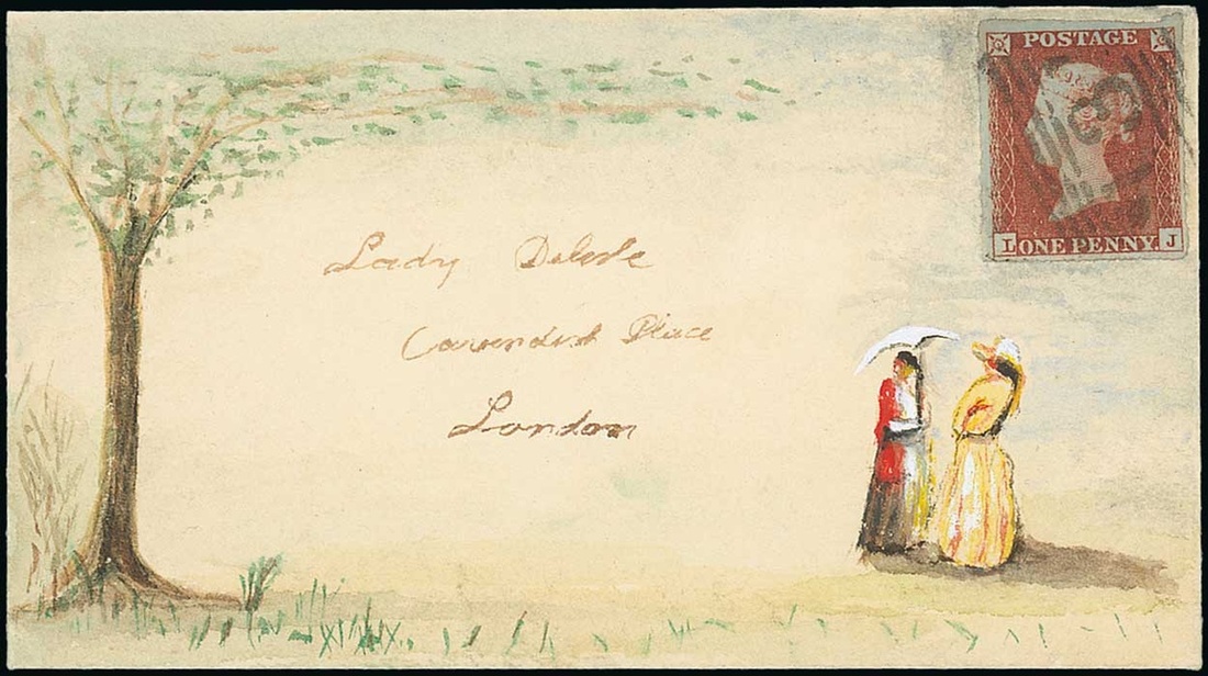 The Dr. Paul Ramsay Collection of Hand Painted Envelopes 1853 (c.) charming handpainted envelo...