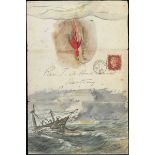 The Dr. Paul Ramsay Collection of Hand Painted Envelopes 1865 (1 Aug.) a single sheet, folded...