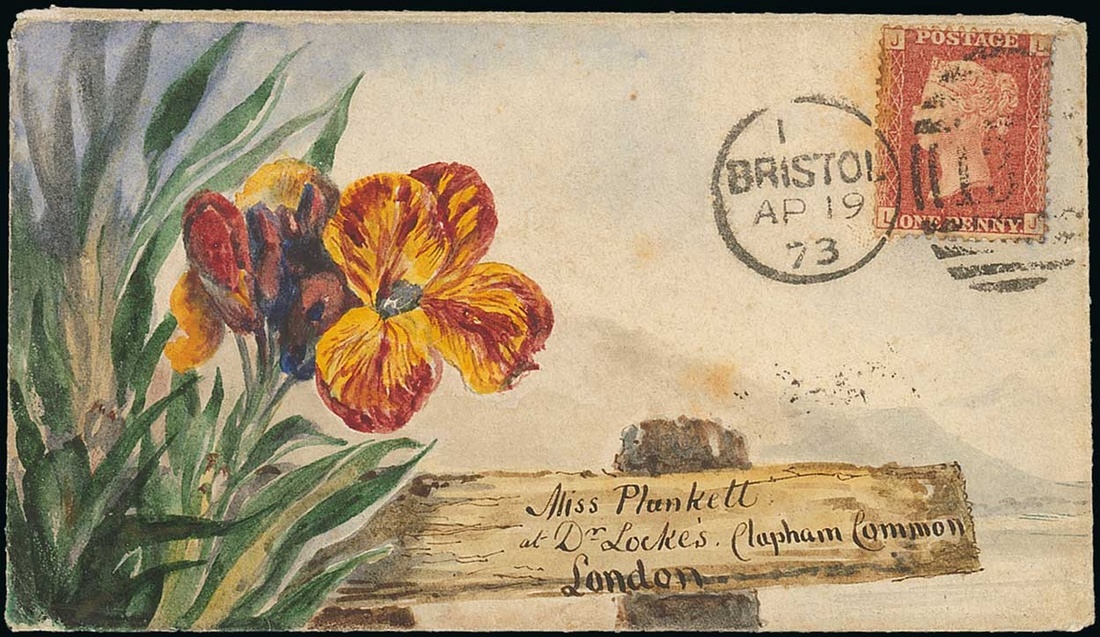 The Dr. Paul Ramsay Collection of Hand Painted Envelopes 1873 (19 April) envelope from Bristol...