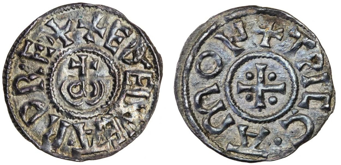 East Anglia, Aethelweard (c.845-855), Penny, 1.15g, 6h, Twicga, + eÐelvveard rex, around bead...