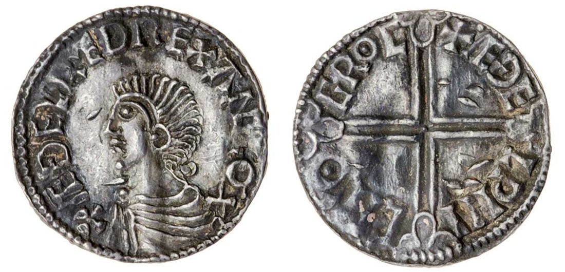 Aethelred II (978-1016), Penny, 1.7g, Long Cross type, Cricklade, Aethelwine, + æÐelræd rex ang...