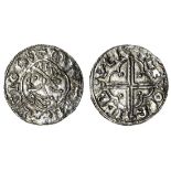 Cnut (1016-35), Penny, 0.77g, Quatrefoil type, Buckingham, Leofric, + cnvt rex anglorv, crowned...