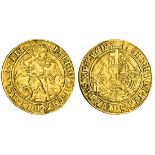 Henry VII (1485-1509), Angel, type V, Tower, 5.09g, m.m. pheon, henric' di' gra' rex aglie' z f...