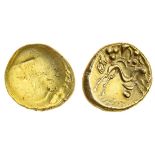 Gallo-Belgic, Ambiani, uninscribed coinage (c. 60-50BC), gold Stater, Series E, 6.26g, uniface,...