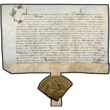 Autographs Charles I 1635 (c.) vellum document bearing part of (approx a third) of the Great Se...