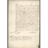 Autographs Thomas Wriothesley 1661 (2 October) Southampton House, a contemporary copy of a warr...