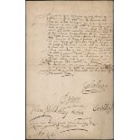 Autographs Revenue Committee of Lords and Commons 1647 (30 November) from Westminster, Warrant...