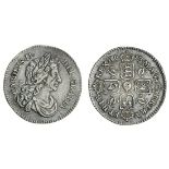 Charles II (1660-85), Sixpence, 1678 over 7, rev. g over o or d in mag (?), four strings to har...