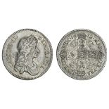 Charles II (1660-85), Shilling, 1672, second bust, rev. stop after hib, five strings to harp (E...