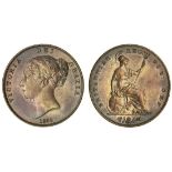 Victoria (1837-1901), Penny, 1860 over 59, def-:, ornamental trident (BMC [Peck] 1521; S.3948),...