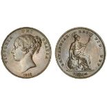 Victoria (1837-1901), Penny, 1858 over 7, def-:, ornamental trident (BMC [Peck] 1516; S.3948),...