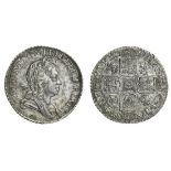 George I (1714-27), Sixpence, 1720 over 17, rev. seven strings to harp (ESC 1611 {1599}; S.3651...