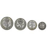 George V (1910-36), Maundy Fourpence to Penny, 1911 (4), bare head left, rev. crowned mark of v...