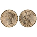 Victoria (1837-1901), Penny, 1848 over 7, def-:, ornamental trident (BMC [Peck] 1495; S.3948),...