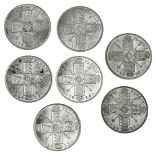 George V (1910-36), Florins (7), 1920-26, recut shallow bare head left, rev. crowned shields cr...