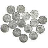 George VI (1936-52), Sixpences, first issue [in .500 silver] (10), 1937-46, bare head right, re...