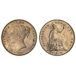 Victoria (1837-1901), Penny, 1857, def:, plain trident (BMC [Peck] 1514; S.3948), a few carbon...