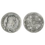 Charles II (1660-85), Shilling, 1675 over 4, second bust, rev. five strings to harp (ESC 534 [R...