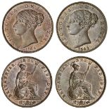 Victoria (1837-1901), Halfpennies (2), 1838; 1841, young head left, w.w. on truncation, rev. Br...