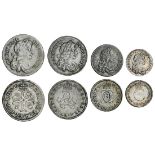 Charles II (1660-85), Maundy Fourpence to Penny, 1672 over 1 (4) (ESC 595 {2368}; S.3392), the...