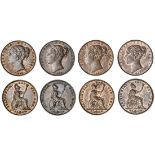 Victoria (1837-1901), Farthings (4), 1838, young head left, w.w. in relief on truncation, rev....
