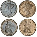 Victoria (1837-1901), Halfpennies (2), 1852, incuse dots on shield; 1853, similar (BMC [Peck] 1...