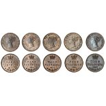 Victoria (1837-1901), Half-Farthings (5), 1851, date unaltered; 1852; 1853; 1856; 1847 (BMC 159...