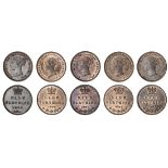 Victoria (1837-1901), Half-Farthings (5), 1839, young head left, rev. crowned value (BMC [Peck]...