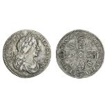 Charles II (1660-85), Sixpence, 1676 over 5, rev. four strings to harp (ESC 570 {1515A}; S.3382...