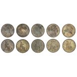 Victoria (1837-1901), Pennies (5), dies 6+G (3), 1872 (Freeman 62); another, 1873 (Freeman 64);...