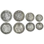 Charles II (1660-85), Maundy Fourpence to Penny, 1670 (4), laureate and draped bust right, rev....