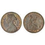 Victoria (1837-1901), Penny, 1860, dies 1+B, 'bun' head left, rev. Britannia seated right, date...