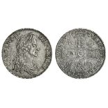 Charles II (1660-85), Crown, 1671, third bust, rev. no stop after hib, eight strings to harp, +...