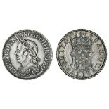 Cromwell, Shilling, 1658, laureate and draped bust left, rev. crowned shield, edge milled (ESC...