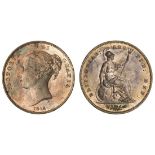 Victoria (1837-1901), Penny, 1848, date unaltered, def-:, ornamental trident (BMC [Peck] 1496;...