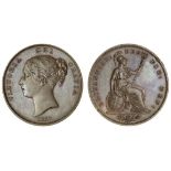 Victoria (1837-1901), Proof Penny, 1839, in bronzed copper, young head left, w. w. incuse on tr...