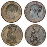 Victoria (1837-1901), Pennies (2), 1844, ornamental trident; 1845, as last (BMC [Peck] 1487, 14...