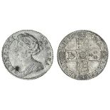 Anne (1702-14), Sixpence, 1708, rev. five strings to harp, angles plain (ESC 1456 {1591}; S.361...