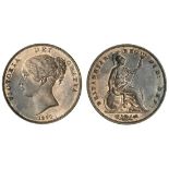 Victoria (1837-1901), Penny, 1846, def-:, ornamental trident (BMC [Peck] 1490; S.3948), partial...