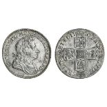 George I (1714-27), Shilling, 1720, rev. seven strings to harp, angles plain (ESC 1572 {1168};...