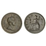 George I (1714-27), Halfpenny, 1717, 'Dump issue', laureate and cuirassed bust right, rev. Brit...