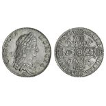 Charles II (1660-85), Crown, 1662, first laureate and draped bust right, rose below, rev. first...