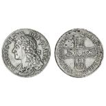 James II (1685-88), Crown, 1686, first laureate and draped bust left, rev. crowned shields cruc...