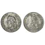 Charles II (1660-85), Pattern Farthing, 1676, in silver, by J Roettier, on a broad flan, laurea...