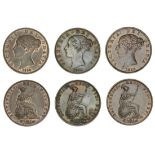 Victoria (1837-1901), Halfpennies (3), 1858, 8 over 6; 1859 (2), 9 over 8; another, unaltered,...