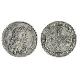 Charles II (1660-85), Halfcrown, 1668 over 4, third bust, v of carolvs over misplaced s, rev. s...