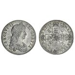 Charles II (1660-85), Shilling, 1663, first laureate and draped bust right, rev. inverted die a...