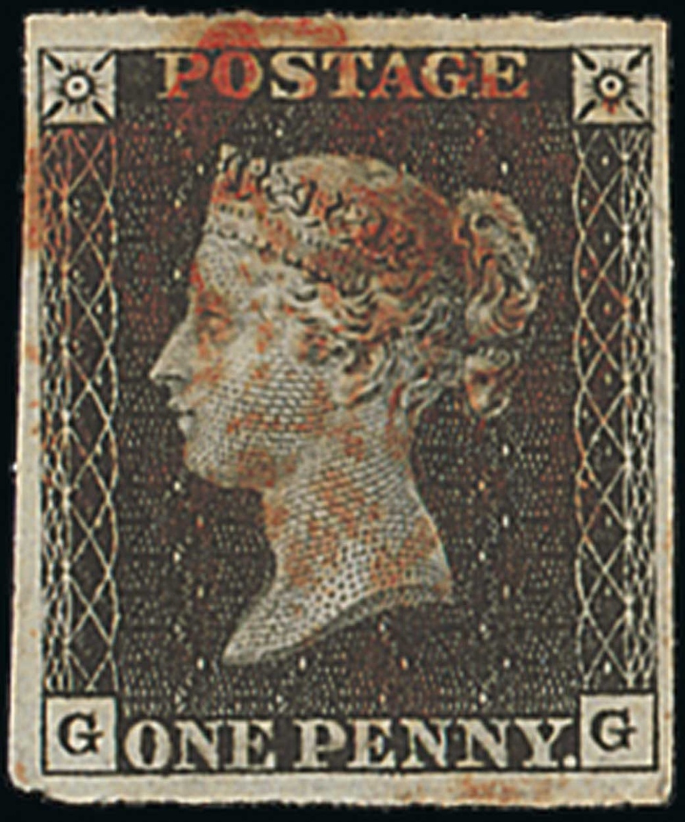 Great Britain 1840 One Penny Black Plate 1a GG, good to large margins all round, light red Malt...