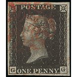 Great Britain 1840 One Penny Black Plate II GG good to large margins all round, red Maltese Cro...