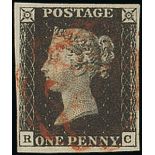 Great Britain 1840 One Penny Black Plate IV RC good to large margins all round, red Maltese Cro...
